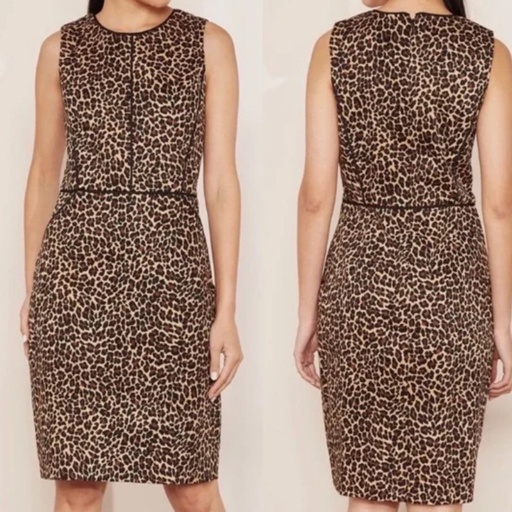 J Crew Sleeveless Leopard Print Sheath Dress - Brown size 0 lined
